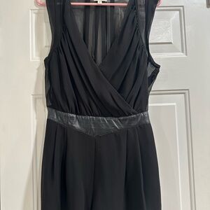 NWOT Silence + Noise Chiffon Romper with Leather Trim and Sheer Back